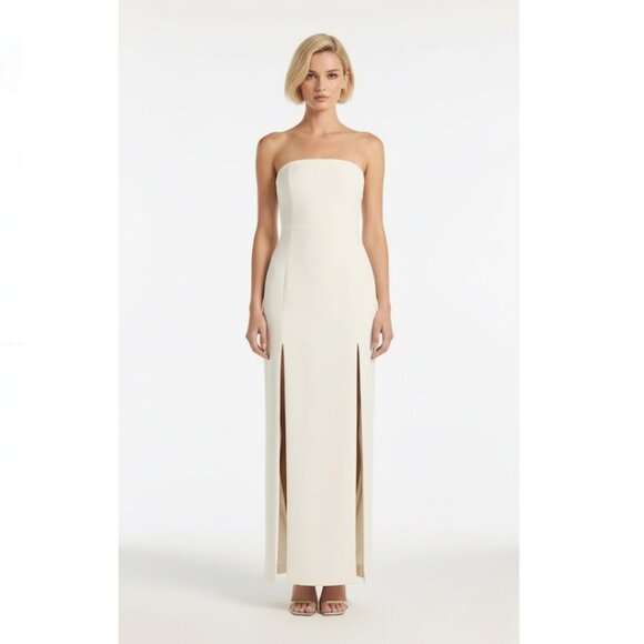 MISHA Strapless Cutout Slit Maxi Dress Small White NWT - Picture 1 of 11
